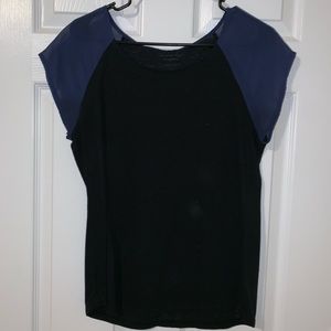 Black blouse blue sleeve